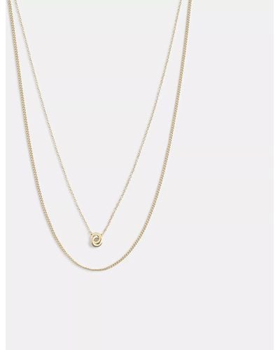 COACH Delicate Interlocking Layered Necklace - Metallic
