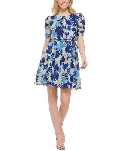 Jessica Howard Chiffon Short Mini Dress - Blue