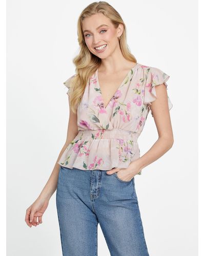 Guess Factory Eco Dawn Floral Top - White