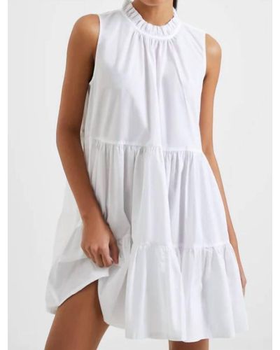 French Connection Rhodes Poplin Sleeveless Tiered Dress - White