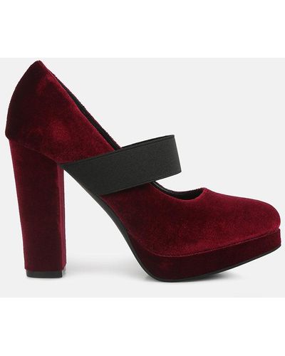 Velvet pumps block heel sales