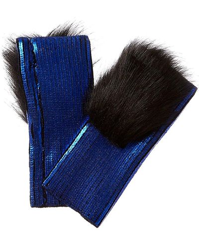Adrienne Landau Metallic Gloves - Blue