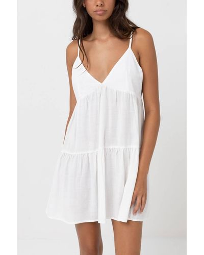 Rhythm Classic Tiered Mini Dress - White