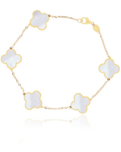 The Lovery Large Mother Of Pearl Clover Bracelet - Metallic