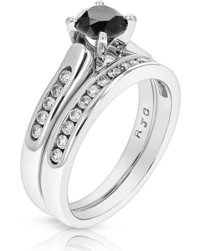 Vir Jewels 1 Cttw Black Diamond Wedding Engagement Ring Bridal Set 14k White Gold - Metallic