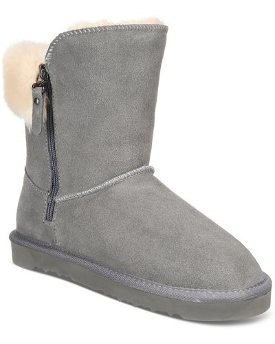 Style & Co. Maevee Leather Ankle Winter & Snow Boots - Gray