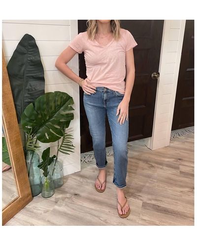 Sundry Vneck Tee In Pink - Green