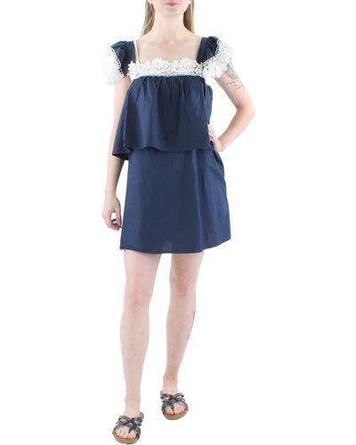 English Factory Drapey Short Mini Dress - Blue