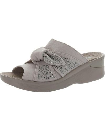 Bzees Smile Bright Cotton Open Toe Wedge Sandals - Gray