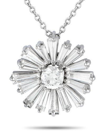 Harry Winston Platinum 1.50ct Diamond Flower Pendant Necklace Hw25-103123 - White