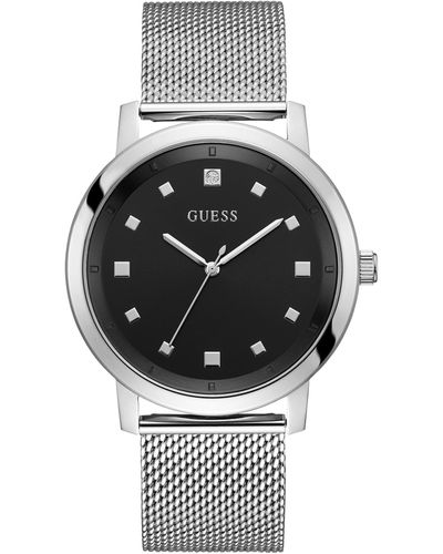 Guess Factory Tone And Black Analog Watch - Gray