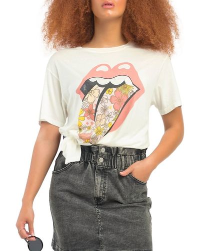 Dex Short-sleeve Graphic Lips T-shirt In Cream - Gray