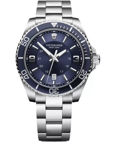 Victorinox Maverick Large Blue Dial Watch - Metallic