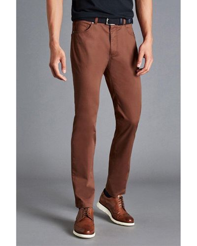 Charles Tyrwhitt Stretch Classic Fit Trouser - Brown