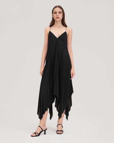 LILYSILK Pleated Silk Daisy Dress For - Black