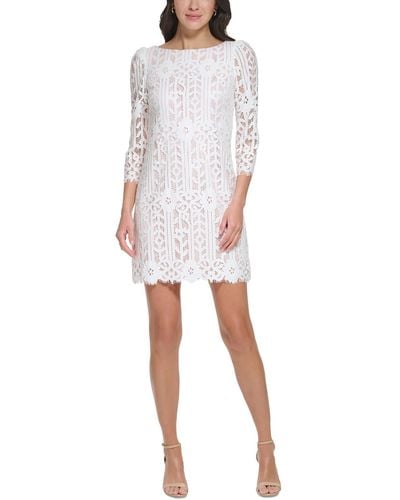 Jessica Howard Petites Lace Short Shift Dress - White