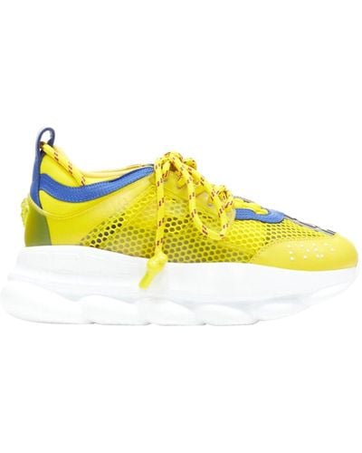 Versace New Chain Reaction Blue Low Top Chunky Sole Dad Sneaker Eu35.5 - Yellow