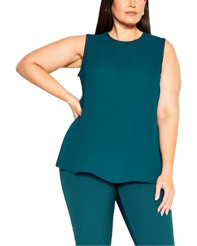 City Chic Solid Blouse - Green