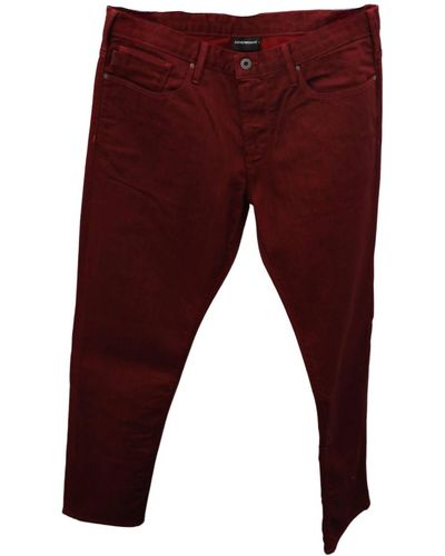 Emporio Armani Slim Straight Leg Jeans - Red
