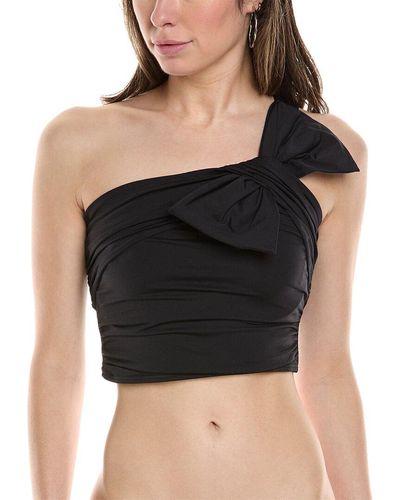 Carmen Marc Valvo One-shoulder Crop Bikini Top - Black