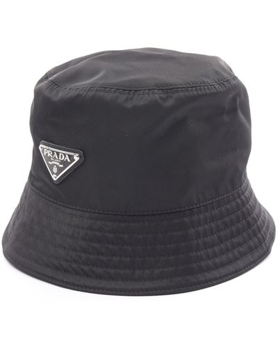 Prada Re-nylon Bucket Hat Nylon Logo Plate - Gray