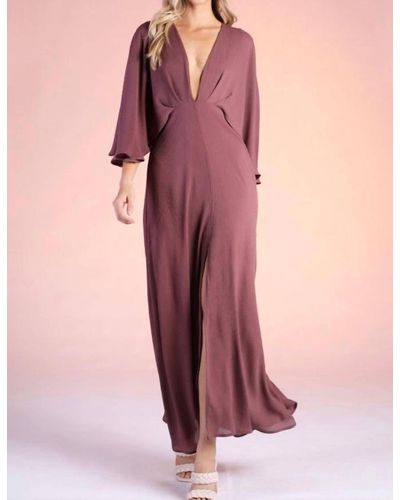 Tyche Crinkle Solid Cape Maxi Dress - Pink
