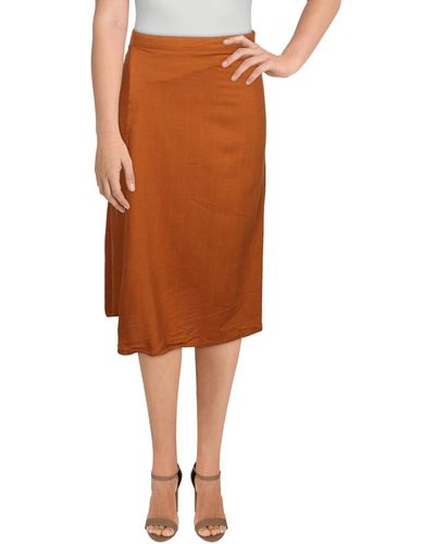 Sancia Daria Linen Blend Faux Wrap Tulip Skirt - Brown