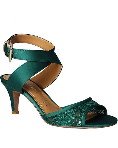 J. Reneé Soncino Lace Strappy Heel Sandals - Green