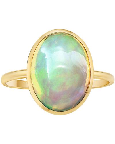 Fine Jewelry Bezel Oval Opal Ring 14k - Green