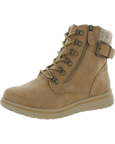 White Mountain Hearty Lace Up Zipper Ankle Boots - Natural