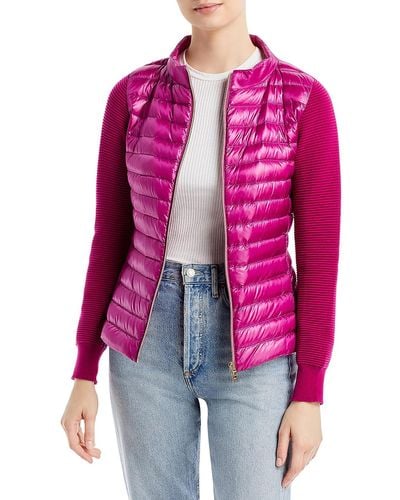 Herno Quilted Mixed Media Puffer Jacket - Pink
