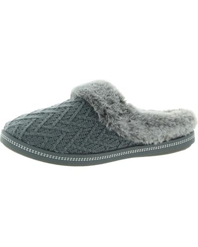 Skechers Cozy Campfire Home Essential Faux Fur Slip On Slide Slippers - Gray