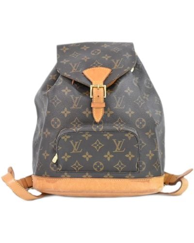 Louis Vuitton Montsouris Mm Canvas Backpack Bag (pre-owned) - Gray