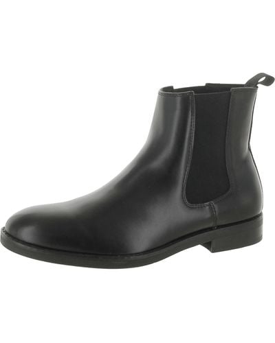Alfani Faux Leather Pull On Chelsea Boots - Black
