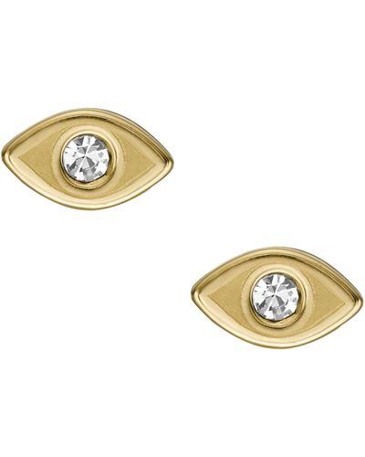 Fossil Ear Party Gold-tone Stainless Steel Stud Earrings - Metallic