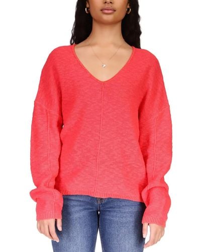Sanctuary Keep It Chill Knit V-neck Pullover Sweater - Red