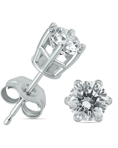 Monary 1 Carat Tw 6 Prong Round Diamond Solitaire Stud Earrings - White