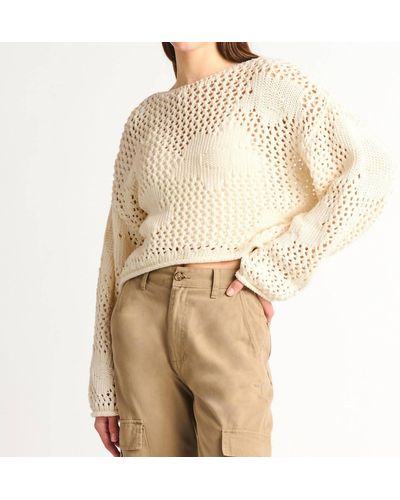 Dex Floral Crotchet Sweater In Ivory - Natural