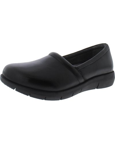 Softwalk Adora Leather Textured Loafers - Black