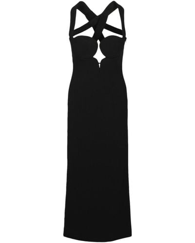 Versace Crossed Sleeveless Cocktail Dress - Black