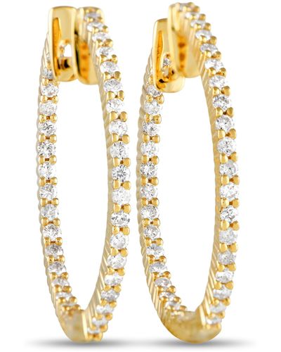 Non-Branded Lb Exclusive 14k Yellow 1.0ct Diamond Inside-out Hoop Earrings - Metallic