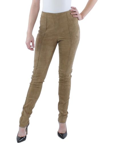 Polo Ralph Lauren Suede Pleated Skinny Pants - Natural