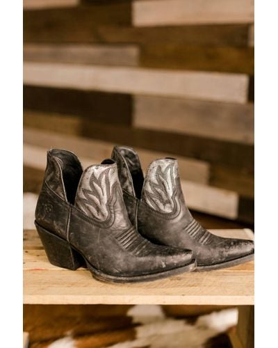 Ariat Hazel Western Boot In Naturally Distressed Black - Metallic
