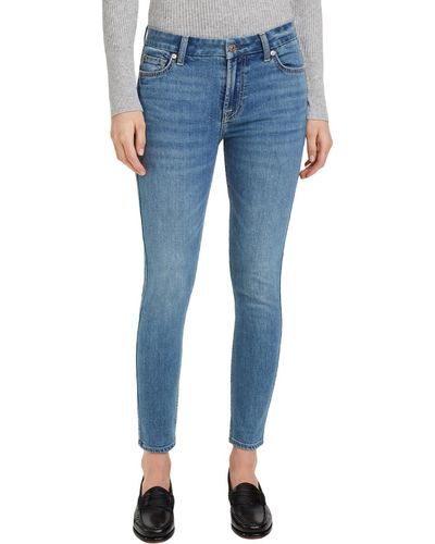 7 For All Mankind B(air) Mid-rise Light Wash Skinny Jeans - Blue