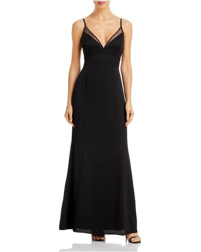 Aqua V-neck Maxi Evening Dress - Black