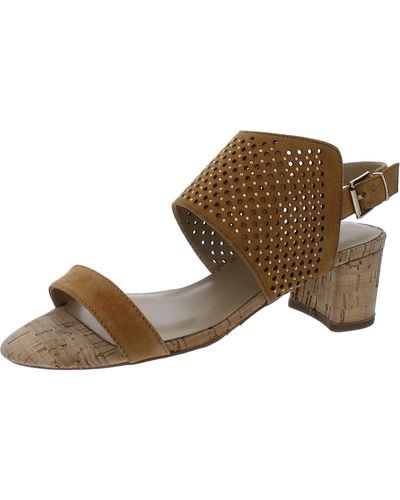 Vaneli Embellished Perforated Heels - Brown