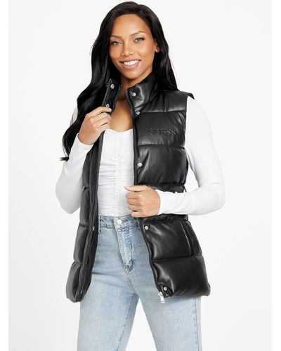 Guess Factory Carolyn Faux-leather Vest - Black