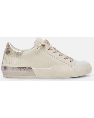 Dolce Vita Zina Plush Sneakers White Sliced Leather