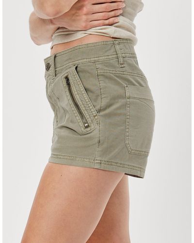 American Eagle Outfitters Ae Snappy Stretch Low-rise Short Short - Natural