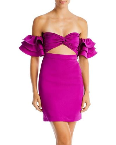 Yaura Fiyin Satin Cut-out Mini Dress - Pink